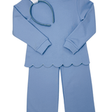 Scottie Scalloped Set - Blue Girls Sets Millie Jay