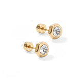 Screwback Stud Earrings - Addison Clear Gold Kids Jewelry Linny Co
