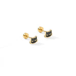 Screwback Stud Earrings - Black Cat Kids Jewelry Linny Co