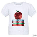 Sequin Apple S/S Holly Sweatshirt - White - Sugar Babies Children's Boutique/Meg's Shoppe