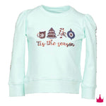 Sequin Tis the Season - Mint Holly Girls Sweaters + Sweatshirts Azarhia