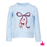 Sequin Santa Bow - Light Blue Holly