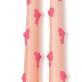 Set of 2 Bow Taper Candles - Assorted Candles Two's Company Pink/Pink