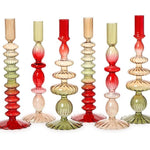 Set of 2 Holiday Ombre Glass Candlesticks - Assorted Seasonal Two's Company
