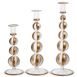 Set of 3 Gold Striped Candlesticks - Sugar Babies Children's Boutique/Meg's Shoppe
