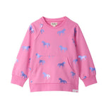Shimmer Horses Raw Edge Pullover Girls Sweaters + Sweatshirts Hatley