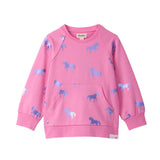 Shimmer Horses Raw Edge Pullover Girls Sweaters + Sweatshirts Hatley