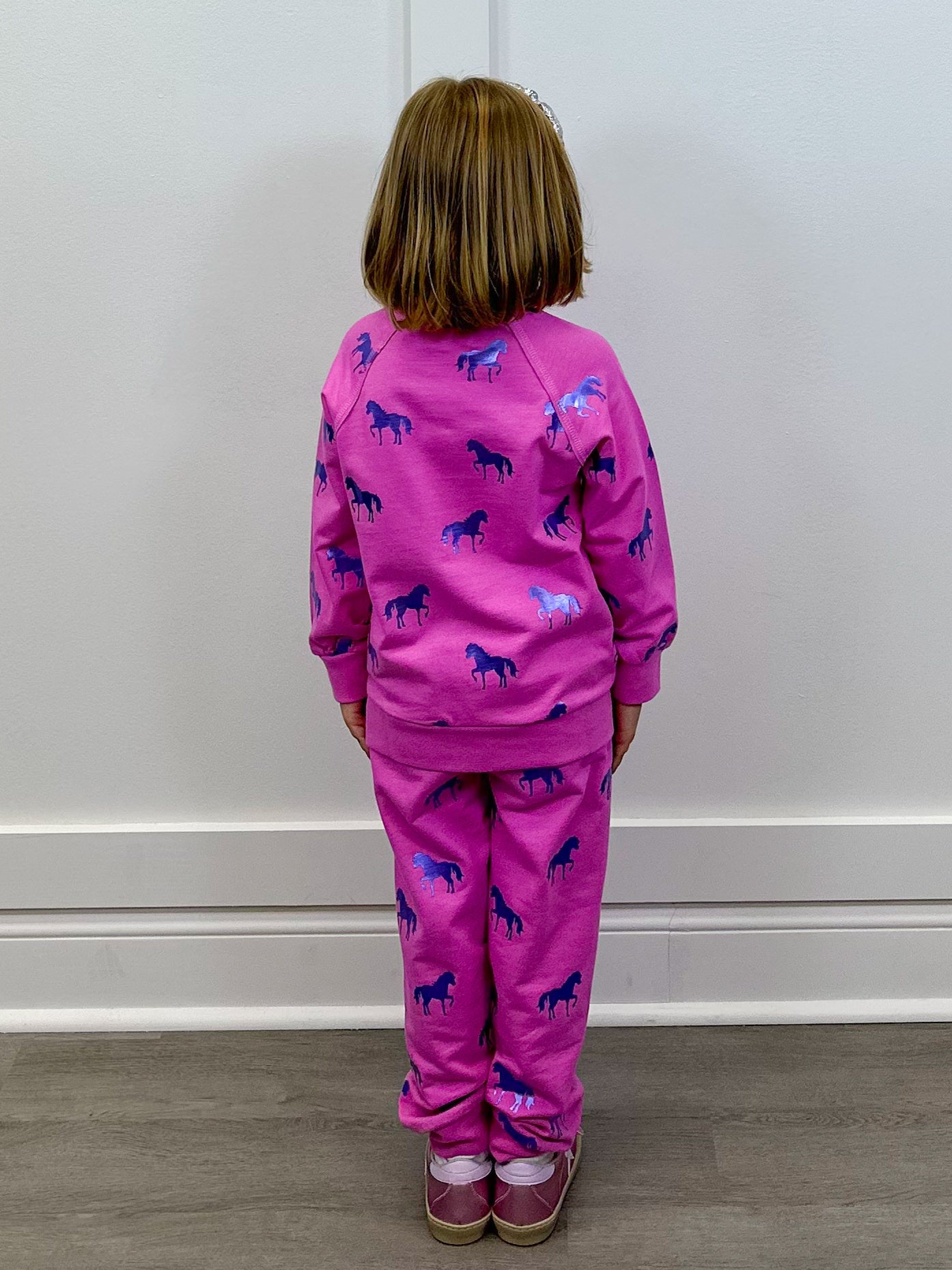 Shimmer Horses Raw Edge Pullover Girls Sweaters + Sweatshirts Hatley