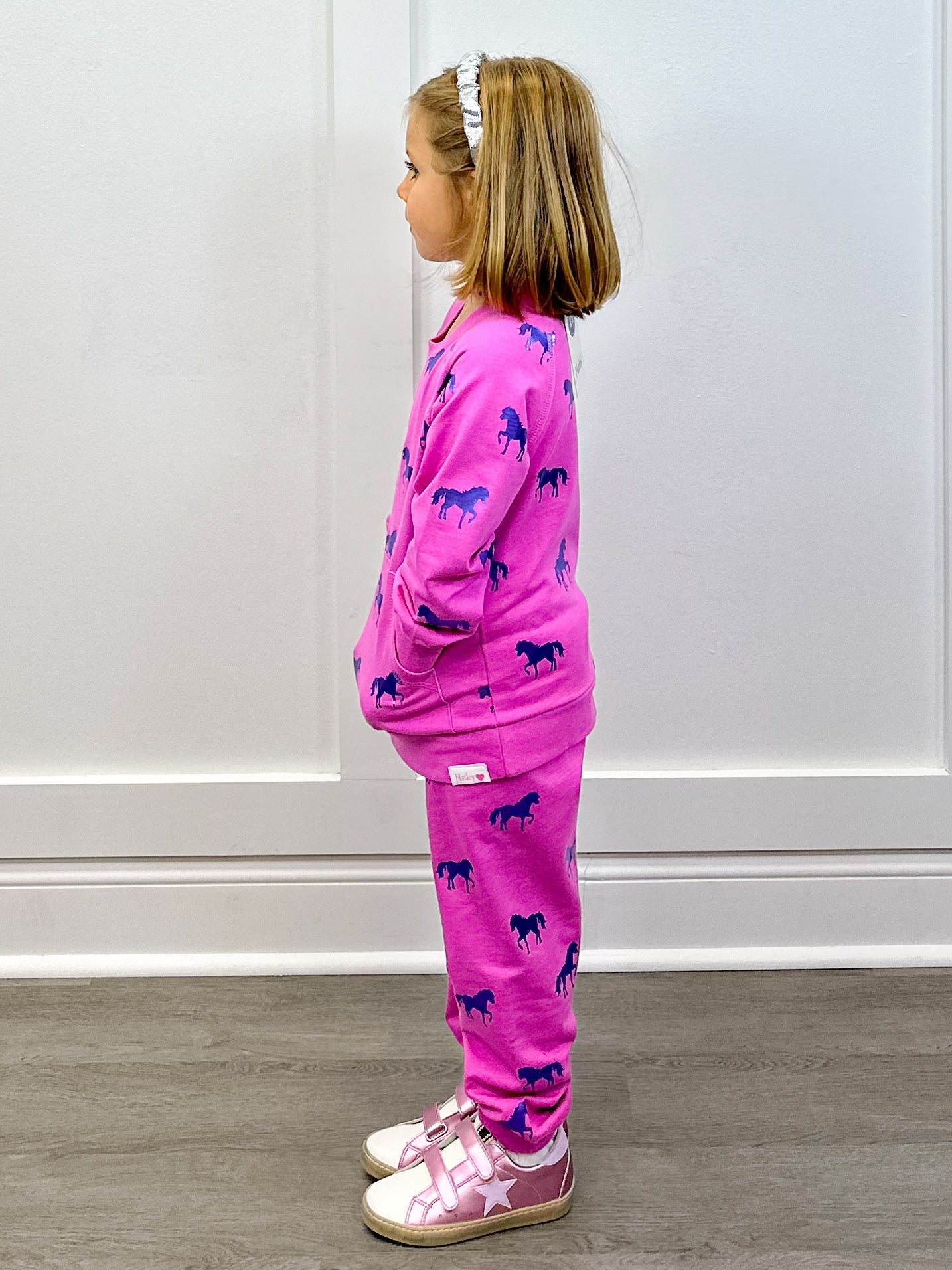 Shimmer Horses Raw Edge Pullover Girls Sweaters + Sweatshirts Hatley