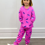 Shimmer Horses Raw Edge Pullover Girls Sweaters + Sweatshirts Hatley