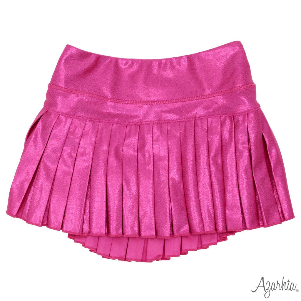 Shimmer Mini Pleated Skort - Hot Pink Girls Skirts + Bloomers Azarhia