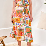 Shirt Dress w/ Slit & Waist Pleats - Guava Blush Long Dresses Tribal