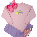 Shooting Star Crewneck Sweatshirt - Lt. Pink Girls Sweaters + Sweatshirts Luigi