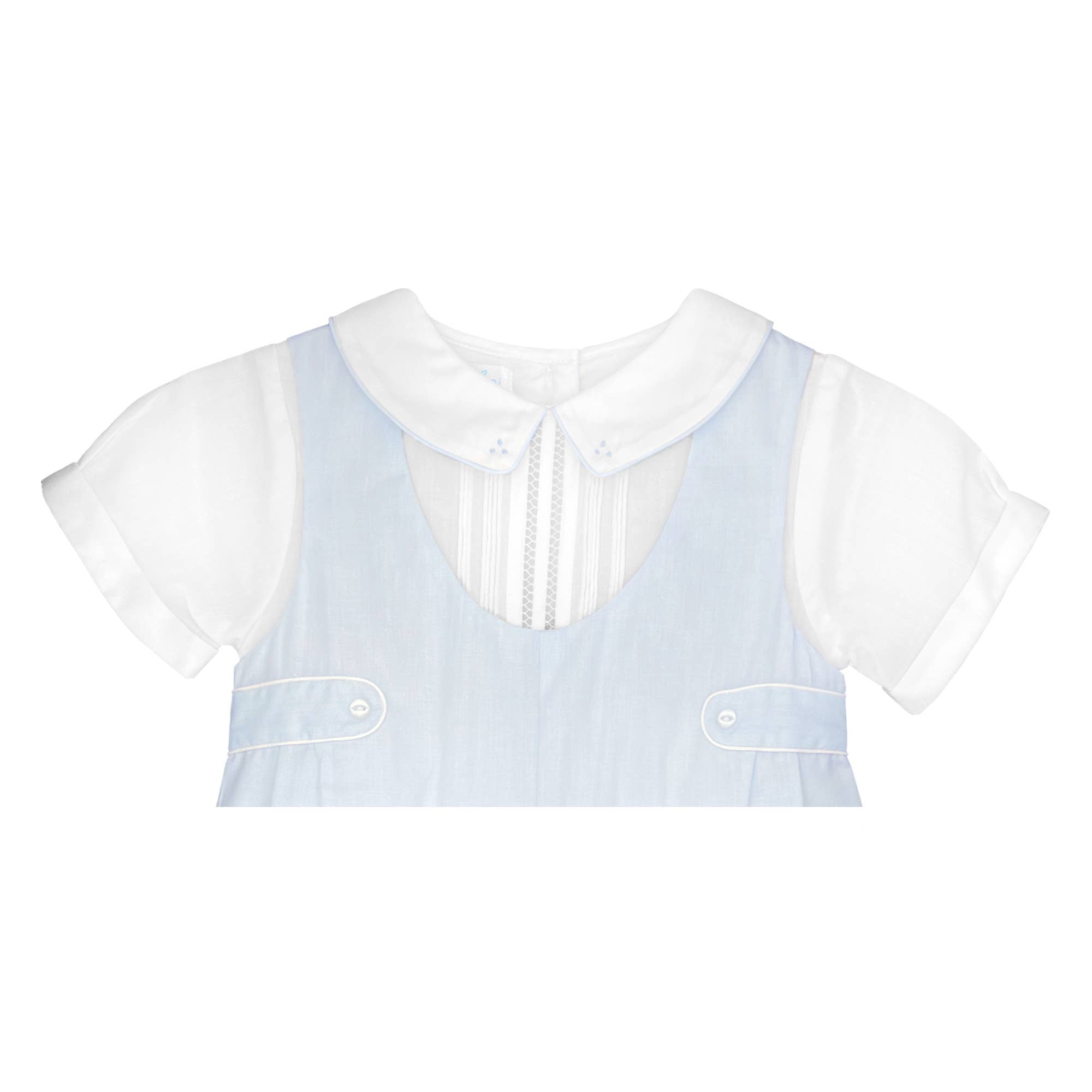 Shortall with Pintucks and Side Tabs - Blue Boys Bubbles + Rompers Petit Ami & Zubels