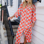 Sienna Midi Dress - Red Check Long Dresses Briton Court