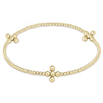 Signature Cross Gold 2.5mm Bead Bracelet - Classic Beaded Signature Cross Gold Charm - 4mm Bead Gold Bracelets enewton