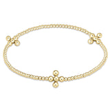 Signature Cross Gold 2.5mm Bead Bracelet - Classic Beaded Signature Cross Gold Charm - 4mm Bead Gold Bracelets enewton
