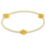 Signature Cross Gold Pattern 2mm Bead Bracelet - Canary Bracelets enewton