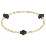 Signature Cross Gold Pattern 2mm Bead Bracelet - Charcoal Bracelets enewton
