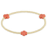 Signature Cross Gold Pattern 2mm Bead Bracelet - Coral Bracelets enewton