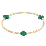Signature Cross Gold Pattern 2mm Bead Bracelet - Emerald Bracelets enewton
