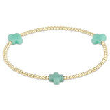 Signature Cross Gold Pattern 2mm Bead Bracelet - Mint Bracelets enewton