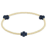 Signature Cross Gold Pattern 2mm Bead Bracelet - Navy Bracelets enewton