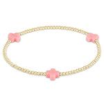 Signature Cross Gold Pattern 2mm Bead Bracelet - Pink Bracelets enewton
