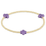 Signature Cross Gold Pattern 2mm Bead Bracelet - Purple Bracelets enewton