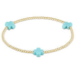Signature Cross Gold Pattern 2mm Bead Bracelet - Turquoise Bracelets enewton