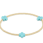 Signature Cross Gold Pattern 2mm Bead Bracelet - Turquoise Bracelets enewton