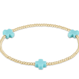Signature Cross Gold Pattern 2mm Bead Bracelet - Turquoise Bracelets enewton