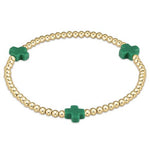 Signature Cross Gold Pattern 3mm Bead Bracelet - Emerald Bracelets enewton