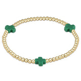 Signature Cross Gold Pattern 3mm Bead Bracelet - Emerald Bracelets enewton