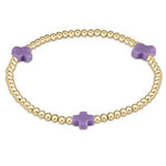 Signature Cross Gold Pattern 3mm Bead Bracelet - Purple Bracelets enewton