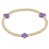 Signature Cross Gold Pattern 3mm Bead Bracelet - Purple Bracelets enewton