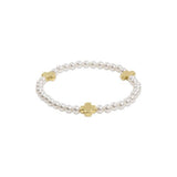 Signature Cross Pearl Pattern 4mm Bead Bracelet - Gold Bracelets enewton
