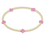 Signature Cross Small Gold Pattern 2mm Bracelet - Bright Pink Bracelets enewton