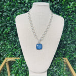 Silver Navy Stone Toggle Necklace - Sugar Babies Children's Boutique/Meg's Shoppe