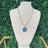 Silver Navy Stone Toggle Necklace - Sugar Babies Children's Boutique/Meg's Shoppe