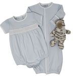 Simply Sweet Smocked Bubble - Lt. Blue Boys Bubbles + Rompers Magnolia Baby