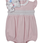 Simply Sweet Smocked Bubble - Pink Girls Bubbles + Rompers Magnolia Baby
