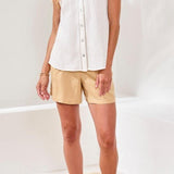 Sleeveless Blouse w/ Embroidered Yoke - Ocean Pearl - Sugar Babies Children's Boutique/Meg's Shoppe