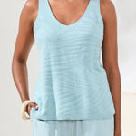 Sleeveless V-Neck Sweater - Lt. Aqua Sky Tops Tribal