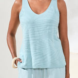 Sleeveless V-Neck Sweater - Lt. Aqua Sky Tops Tribal