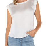 Sleeveless Woven To Knit Top - Whipped Cream Tops Liverpool