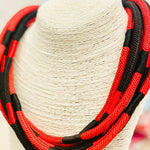 Slub 8-Strand - Black/Red Necklaces TWO FORTY TWO