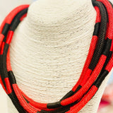 Slub 8-Strand - Black/Red Necklaces TWO FORTY TWO