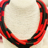 Slub 8-Strand - Black/Red Necklaces TWO FORTY TWO