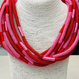 Slub 8-Strand - Red/Pink Multi Necklaces TWO FORTY TWO